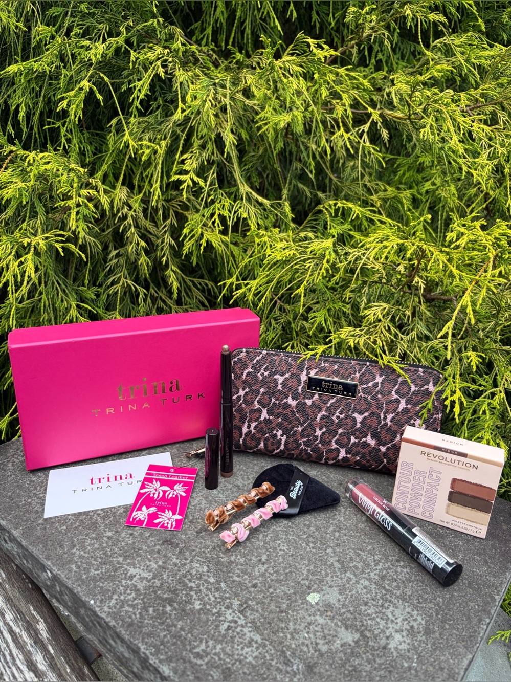 Trina Turk Pink Leopard Wallet | Makeup Bundle